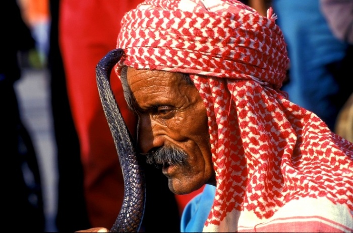 1bcf.jpg man and snake Marrakech Morocco